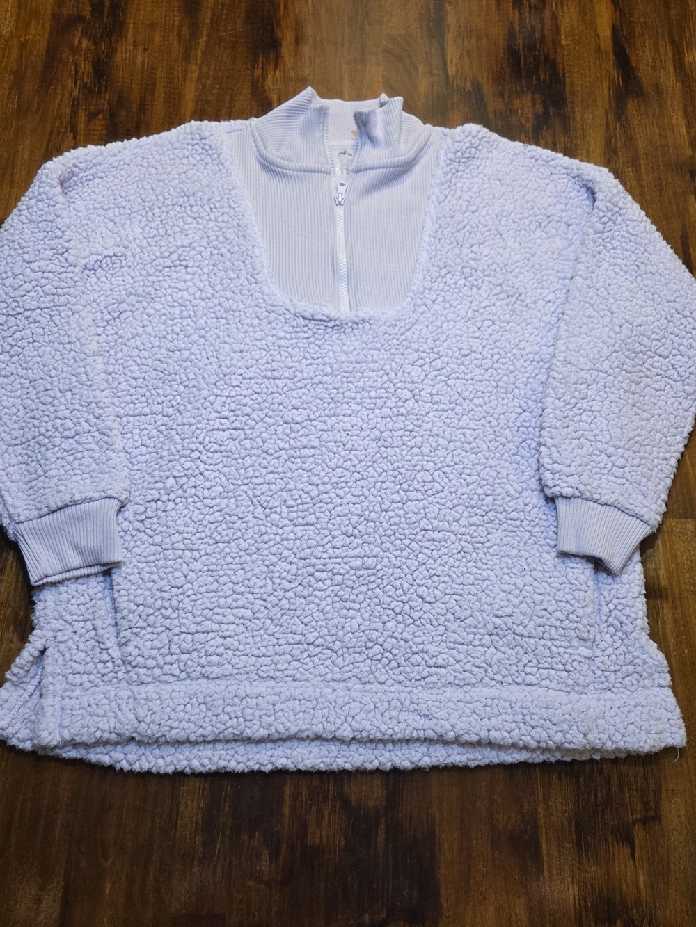 Aerie Dream Sherpa Quarter Zip Pullover Sweatshirt Womens Sz Small Lavender